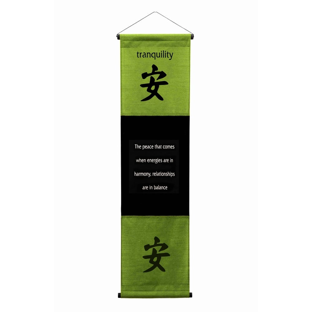 Inspirational Wall Decor Tranquility Banner Art, Inspiring Quote Hanging Scroll, Motivational Message, Thought Saying Tapestry