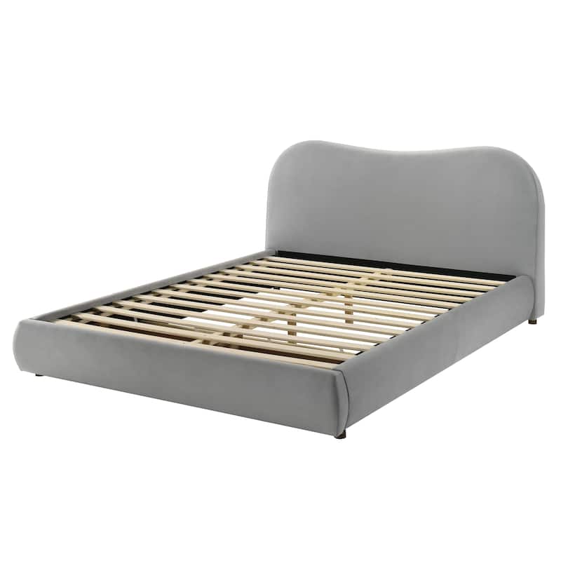 Furniture of America Niric Modern Fabric Upholstered Platform Bed with Storage Footboard