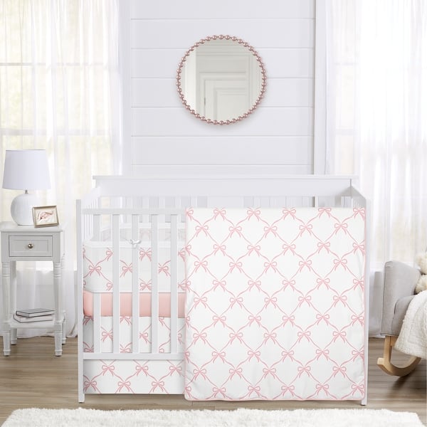 slide 2 of 6, Sweet Jojo Designs Pink Bows Girl Sweet Jojo Designs 5pc Crib Bedding + BreathableBaby Breathable Mesh Liner - Ballet Collection