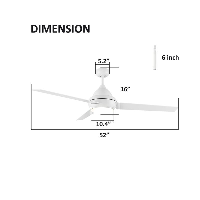 CARRO Aberdeen 52" Indoor Ceiling Fan with LED Light and Remote Control