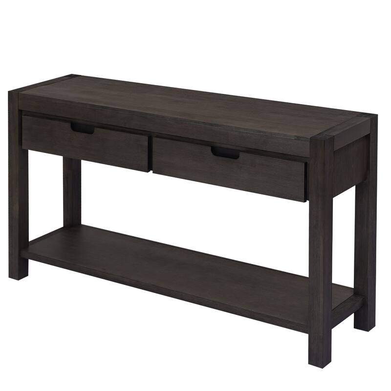 55.1 Inch Living Room Entryway Console Table with 2 Drawers and Shelf
