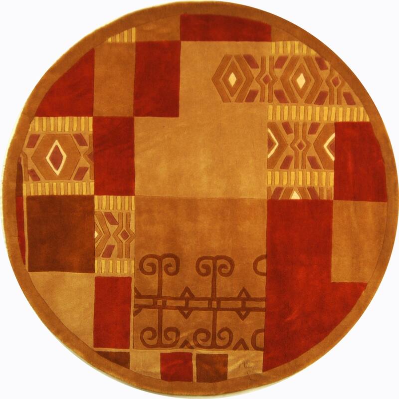 SAFAVIEH Handmade Rodeo Drive Madilyn Mid-Century Modern Abstract Wool - 7'9" x 7'9" Round - Assorted - Round
