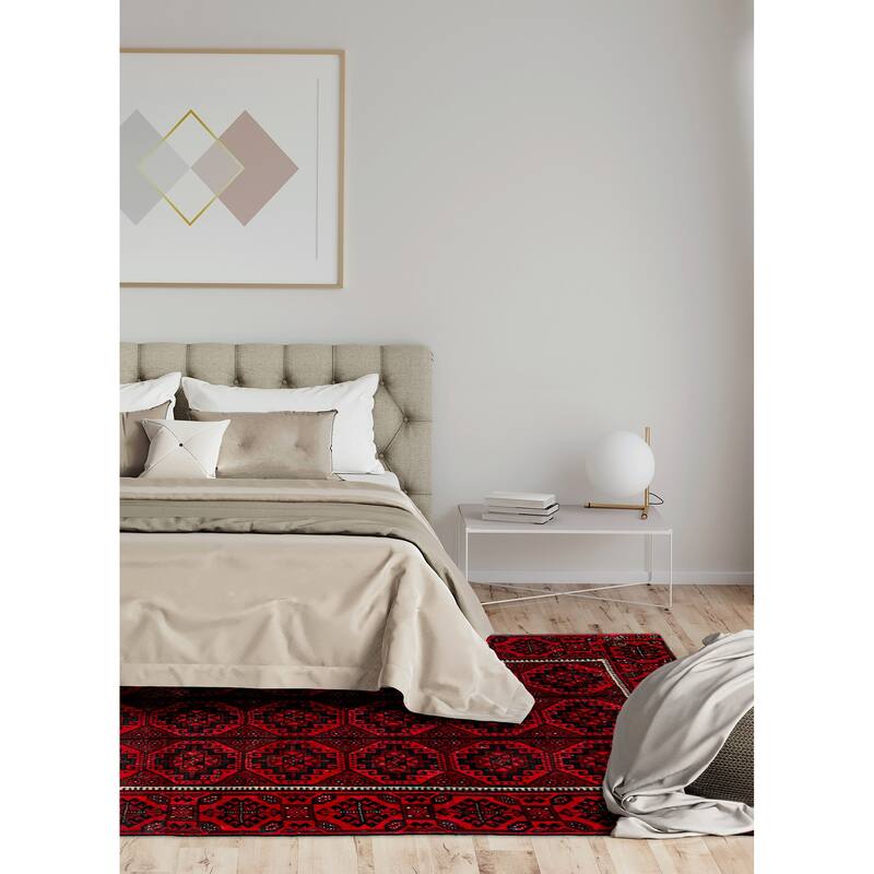 ECARPETGALLERY Hand-knotted Baluch Red Wool Rug - 4'0 x 7'5