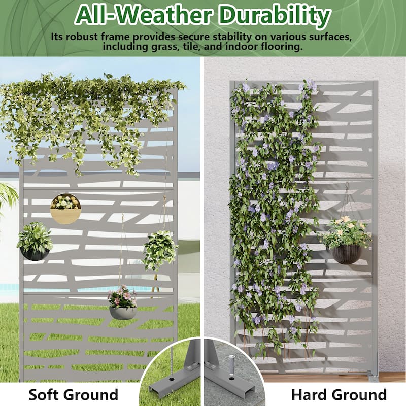 Jungle Metal Privacy Screen Panel Free Standing