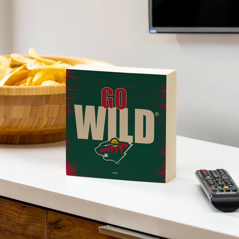 Minnesota Wild Wooden Tabletop Mantel Shelf Sign - 6" x 6"