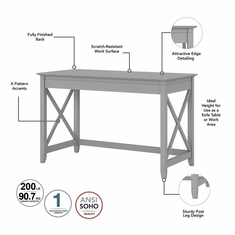 Key West 48W Writing Desk with Cabinet and Bookcase by Bush Furniture