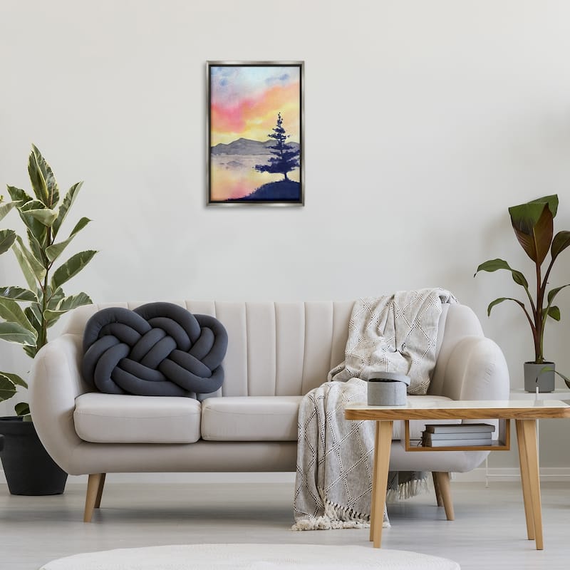 Stupell Radiant Sunset over Lake Framed Floater Canvas Wall Art Design By Stephanie Fielden