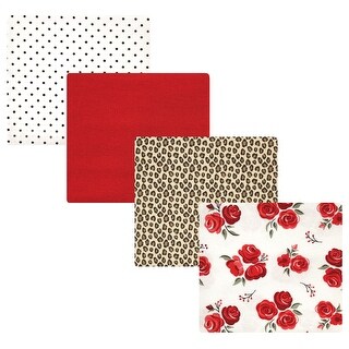 Hudson Baby Infant Girl Cotton Flannel Receiving Blankets, Rose Leopard, One Size - Rose Leopard - One Size