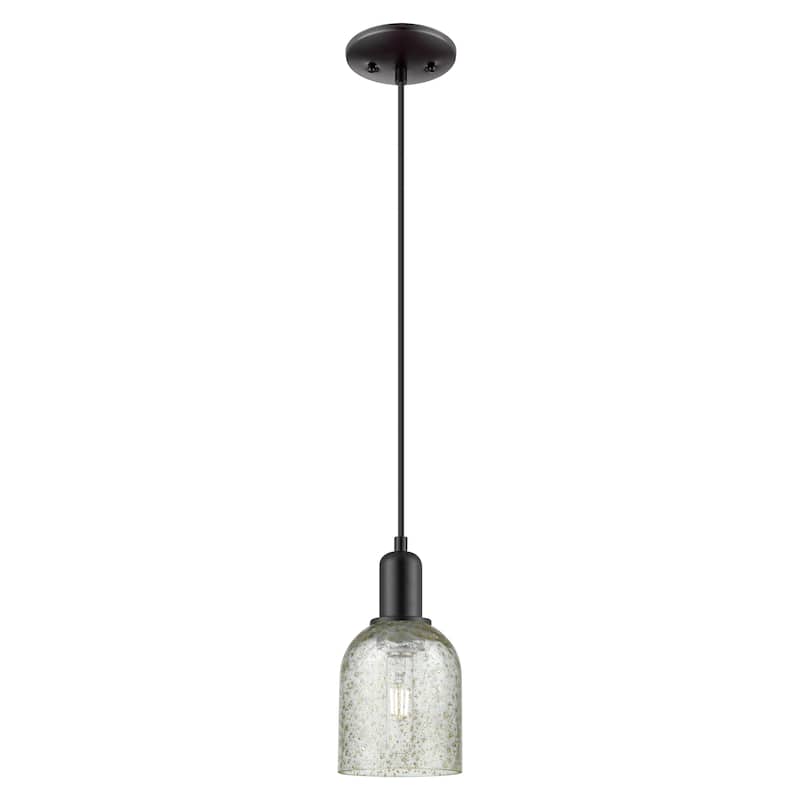 Innovations Lighting Endless Possibilities Arcadia - Caledonia - 1 Light 5" Cord Hung Mini Pendant - Matte Black/Mica