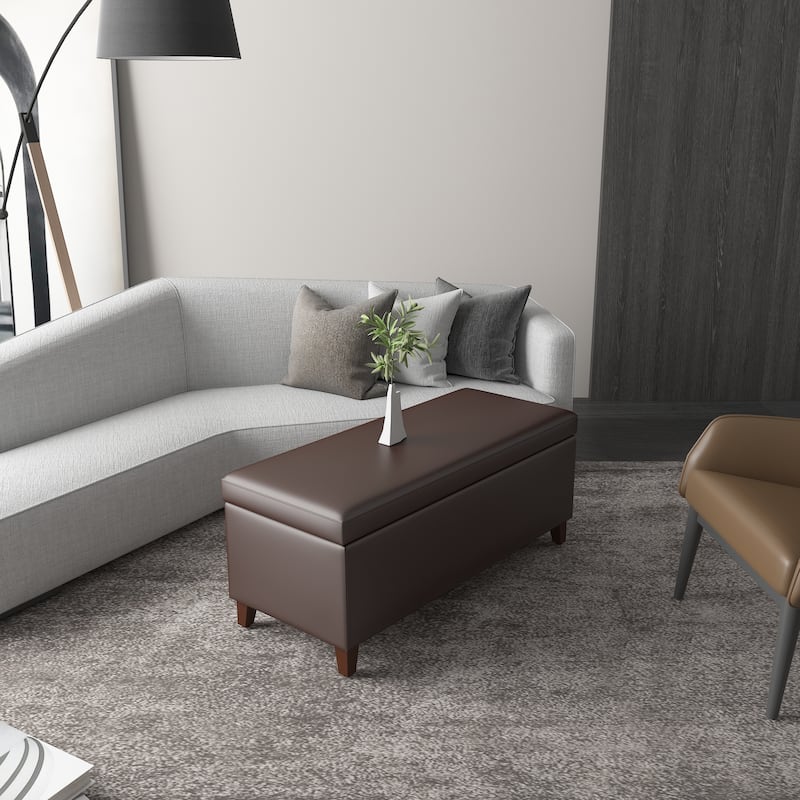 Adeco Rectangle Storage Ottoman Tufted Bench Footstool Lift Top