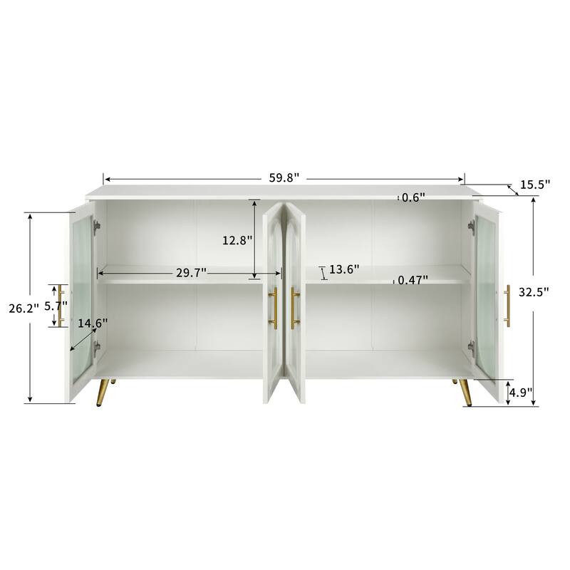 TV Stand with Storage Cabinet & Adjustable Shelves, Media TV Console