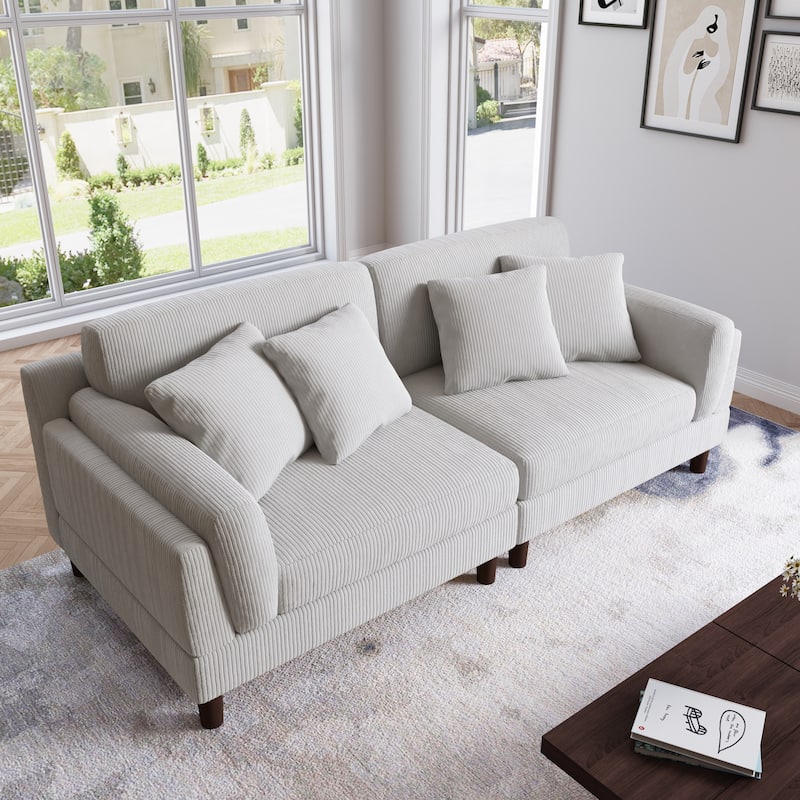 90.2"W Corduroy Upholstered 2 Seater Living Room Sofa