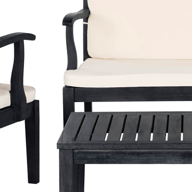 SAFAVIEH Outdoor Bethli Mar Acacia Wood 4-Piece Patio Set - 48W x 32D x 25H