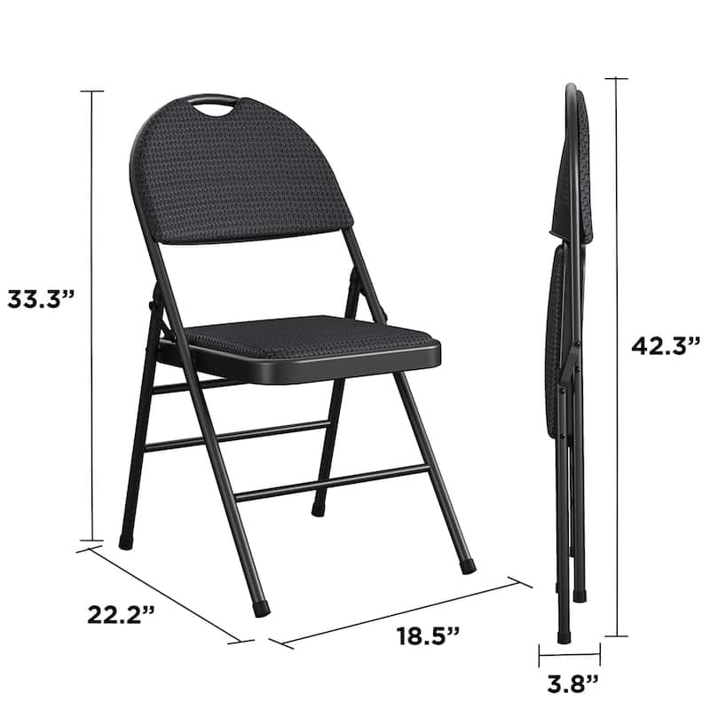 COSCO Commercial XL Comfort Fabric Padded Metal Folding Chair, 4-Pack
