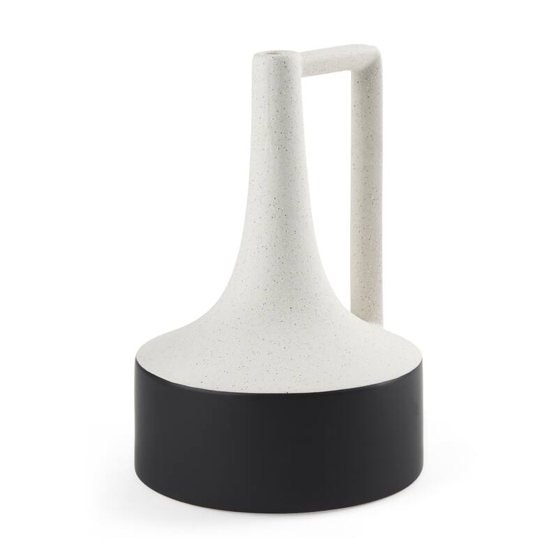 Burton Large White & Black Ceramic Jug Vase - Black & White