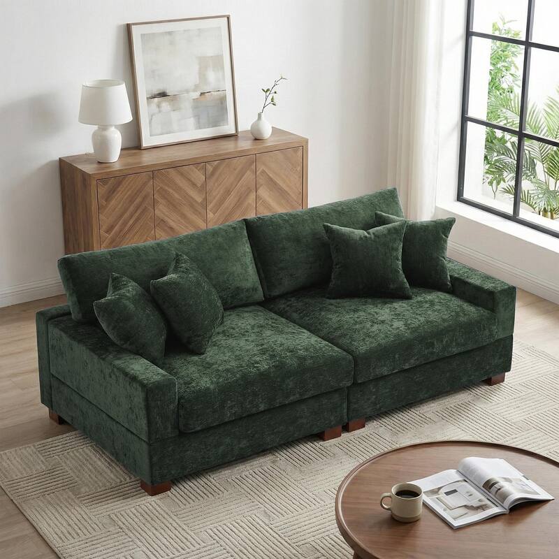 Modern Upholstered Chenille Modular Sectional Sofa with Pillow