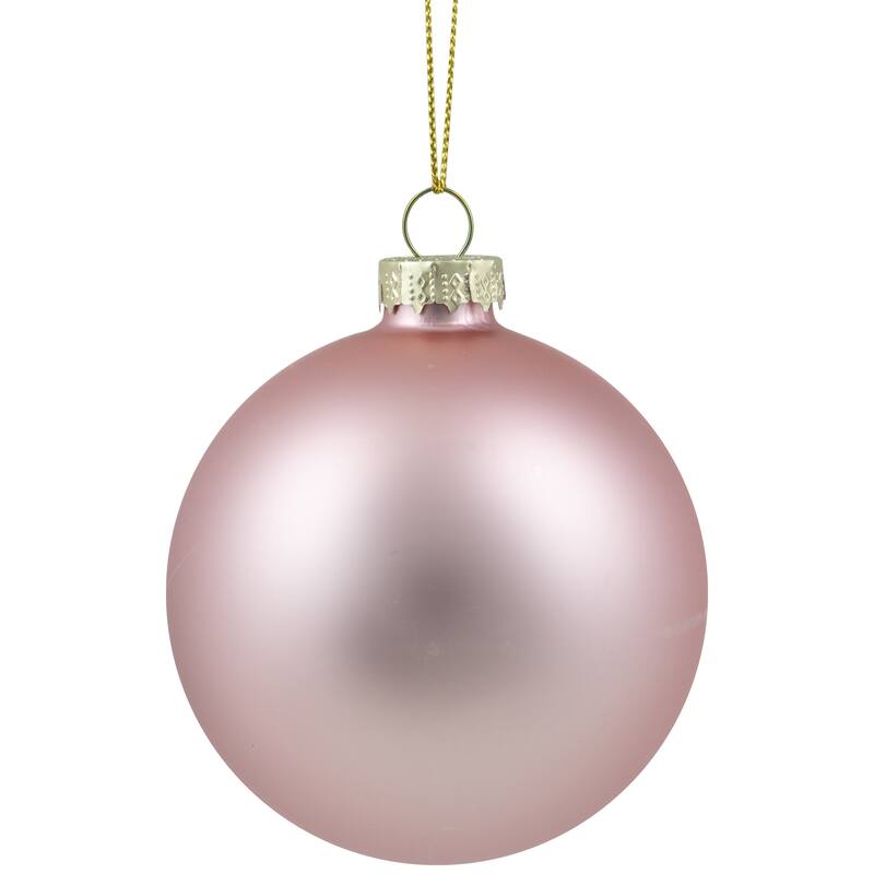 6ct Shiny Matte Baby Pink Glass Ball Christmas Ornaments 3.25" (80mm)