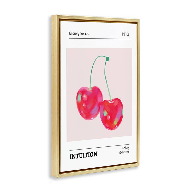 Stupell Intuition Phrase Cherries Framed Floater Canvas Wall Art Design By LSR Design Studio