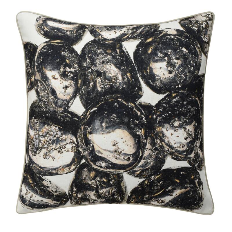 StyleCraft Norman Wyatt Home - Pebble Stone Print Pillow - Black - Black