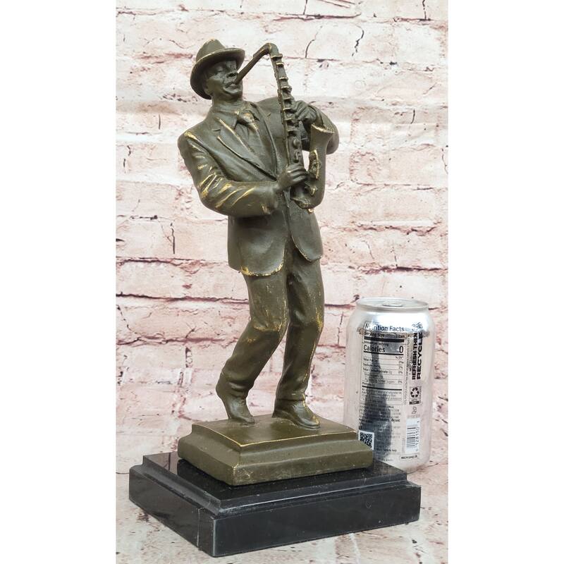 Jazz Saxophone Player Bronze Sculpture - Mid-Century Music Art