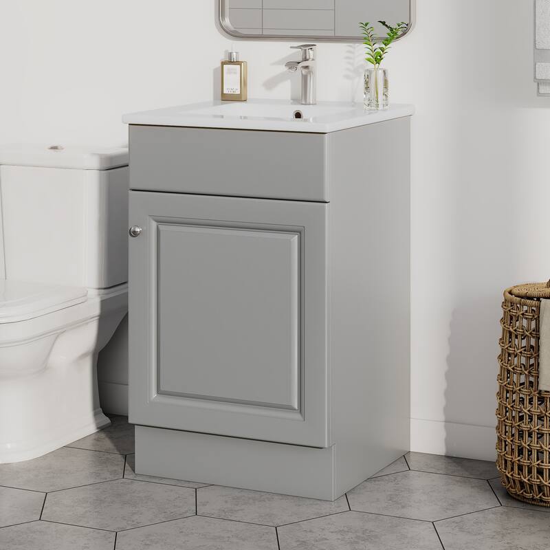 20" Bathroom Vanity with Sink, Vanity Cabinet with Door Shelf and Adjustable Shelf