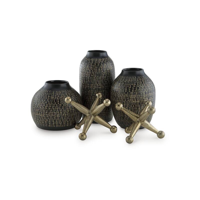 Signature Design by Ashley Vinburn Black/Gold Finish Accessory Set (Set of 5)
