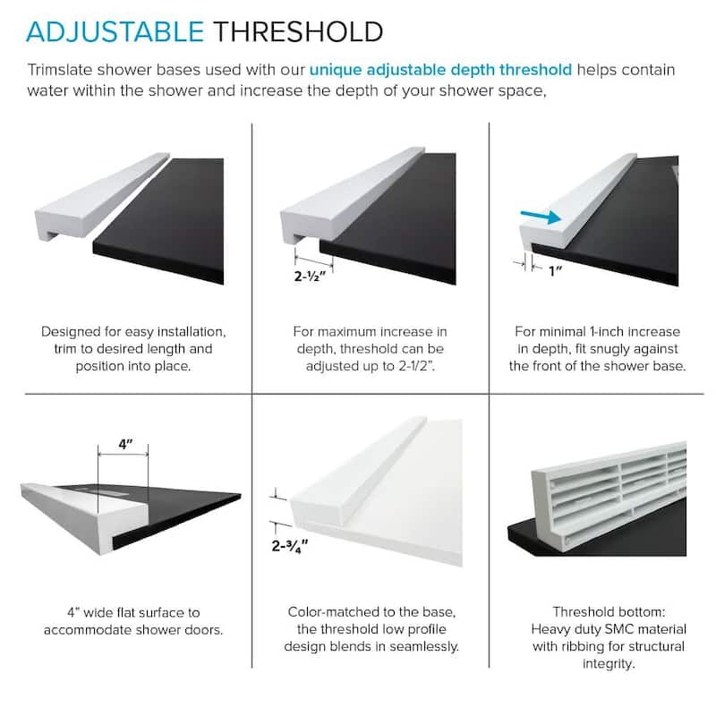Transolid FZST6032C 59-1/8" x 32-1/2" Rectangular Shower Base with