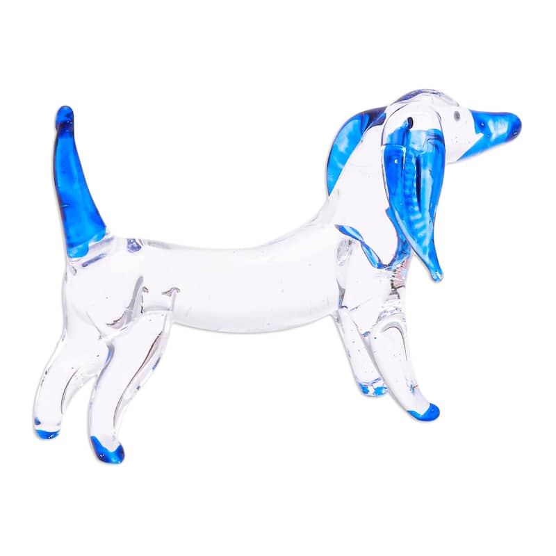 Novica Handmade Intuition Dachshund Handblown Glass Figurine