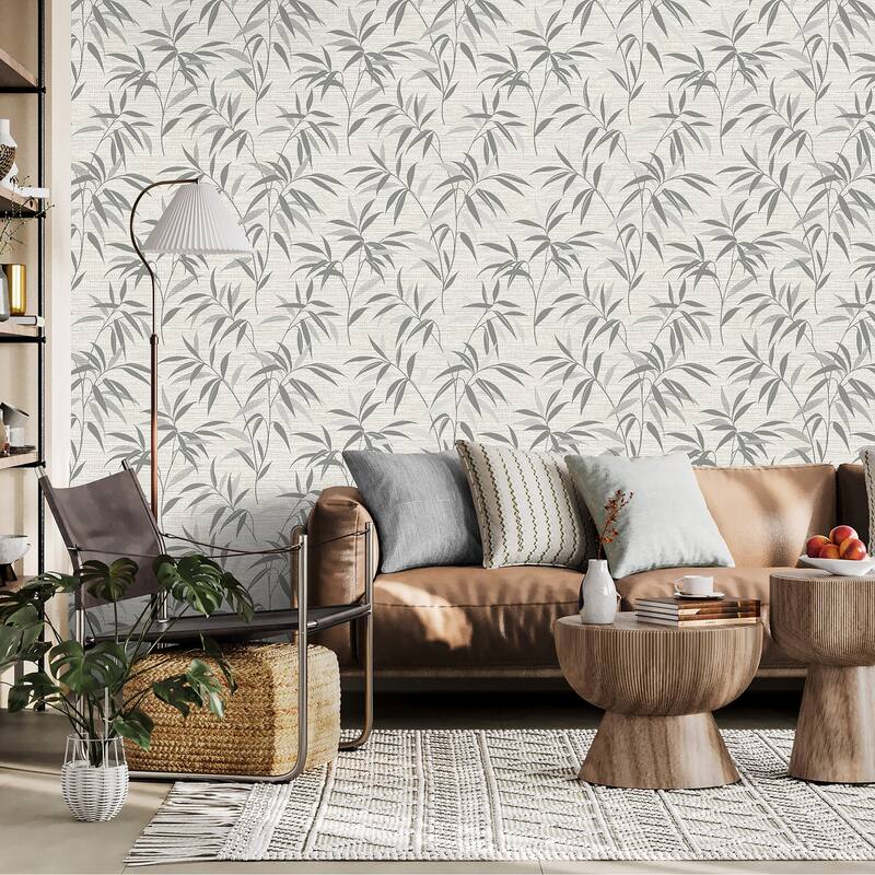 Fine Decor Fusion Grey Leaf Wallpaper