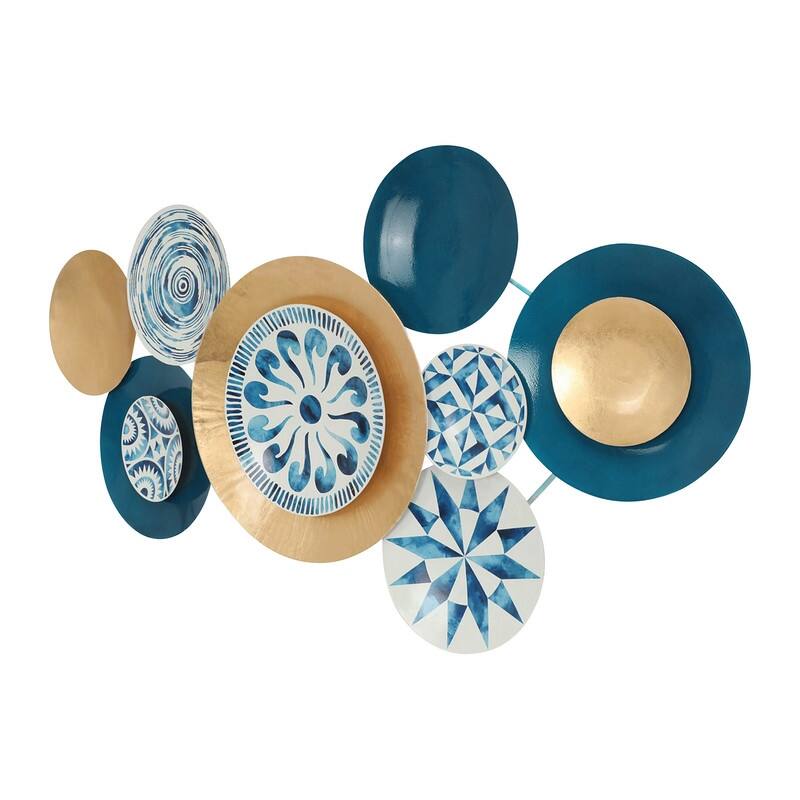 Lorelai Modern Abstract Plate Metal Wall Art - 24"H x 45"W x 2.25"D