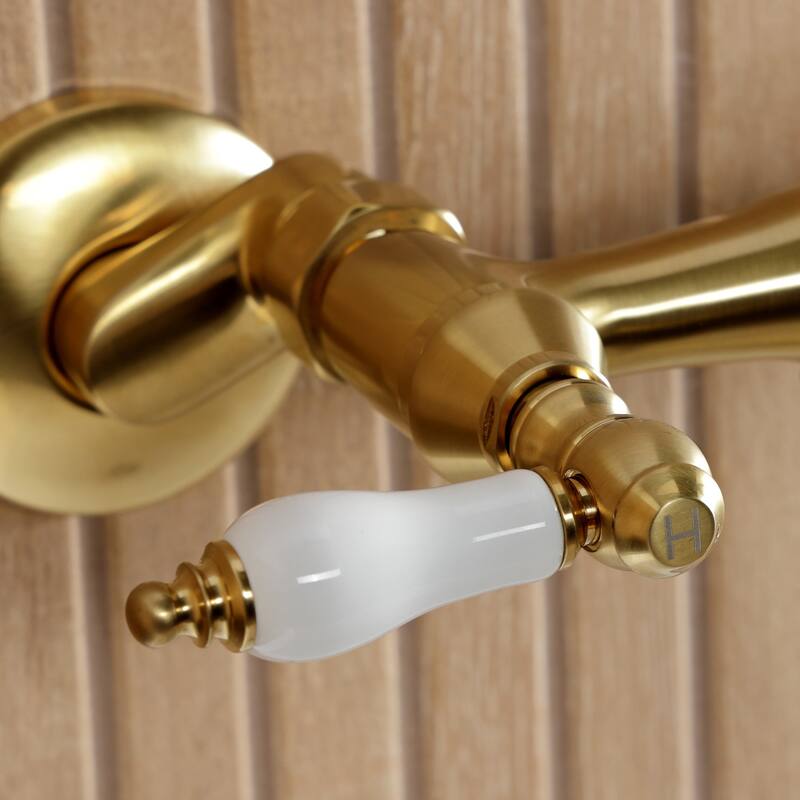 Kingston Brass Kingston Two-Handle 2-Hole Wall Mount Bathroom Faucet