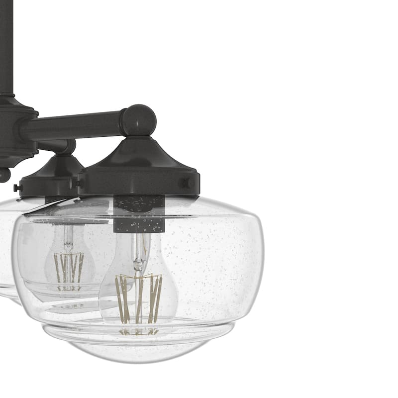Hunter Saddle Creek Contemporary Schoolhouse Chandelier - Clear or White Glass Globes - Entry, Dining Room, Kitchen Table