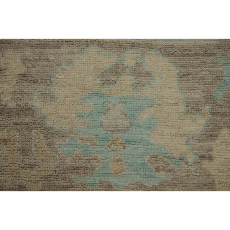 Vegetable Dye Blue Oushak Turkish Area Rug, Floral Geometric Carpet - 10' 3'' X 8' 3''
