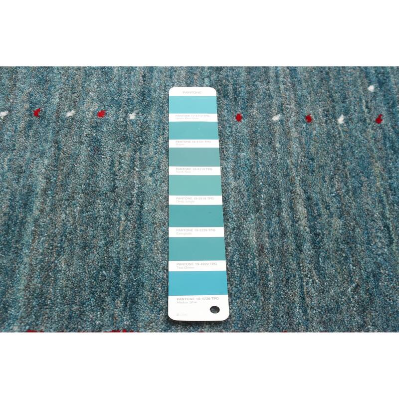 ECARPETGALLERY Hand Loomed Kashkuli Gabbeh Teal Wool Rug - 5'0 x 6'8