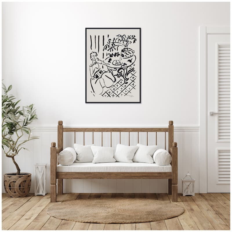 Kate and Laurel Fille assise a table 1947 Henri Matisse by Nostalgia Prints Framed Canvas Wall Art Print