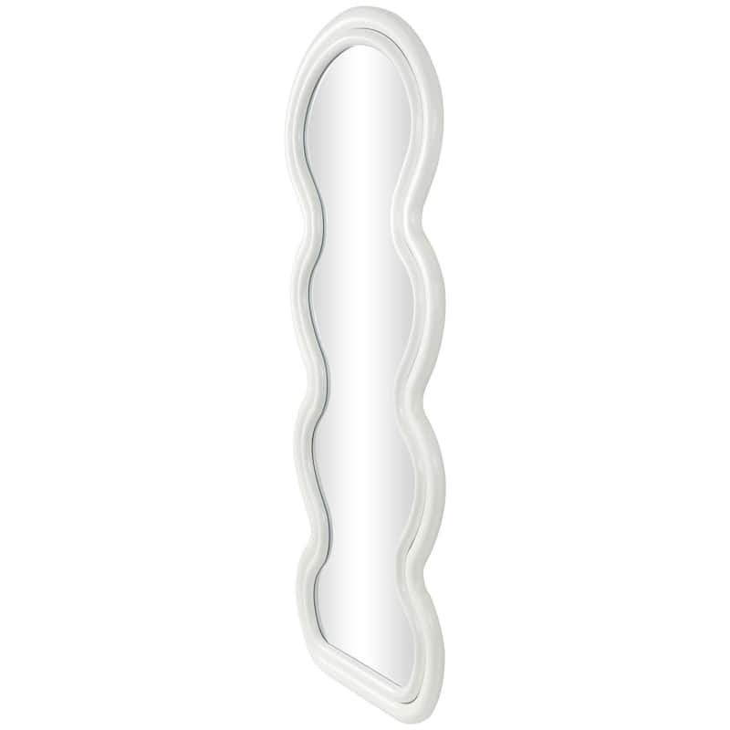 Black or White Wooden Abstract Wavy Wall Mirror with Layered Frame