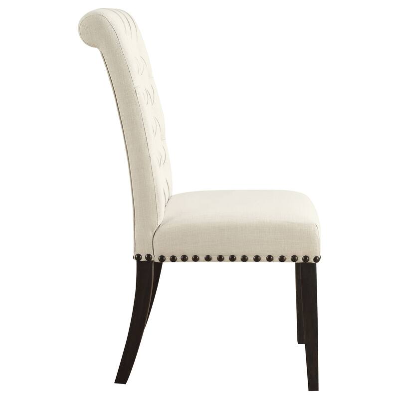 2pc Set Luxurious Feel Button-Tufted High Back Elegant Rolled Top Velvet Fabric Upholstered Nailhead Trim Tapered Legs