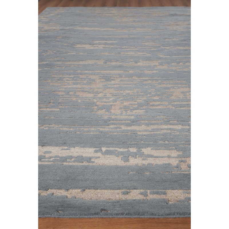 EXQUISITE RUGS Platinum Hand-knotted Wool/Nettle Grey/Beige Area Rug.