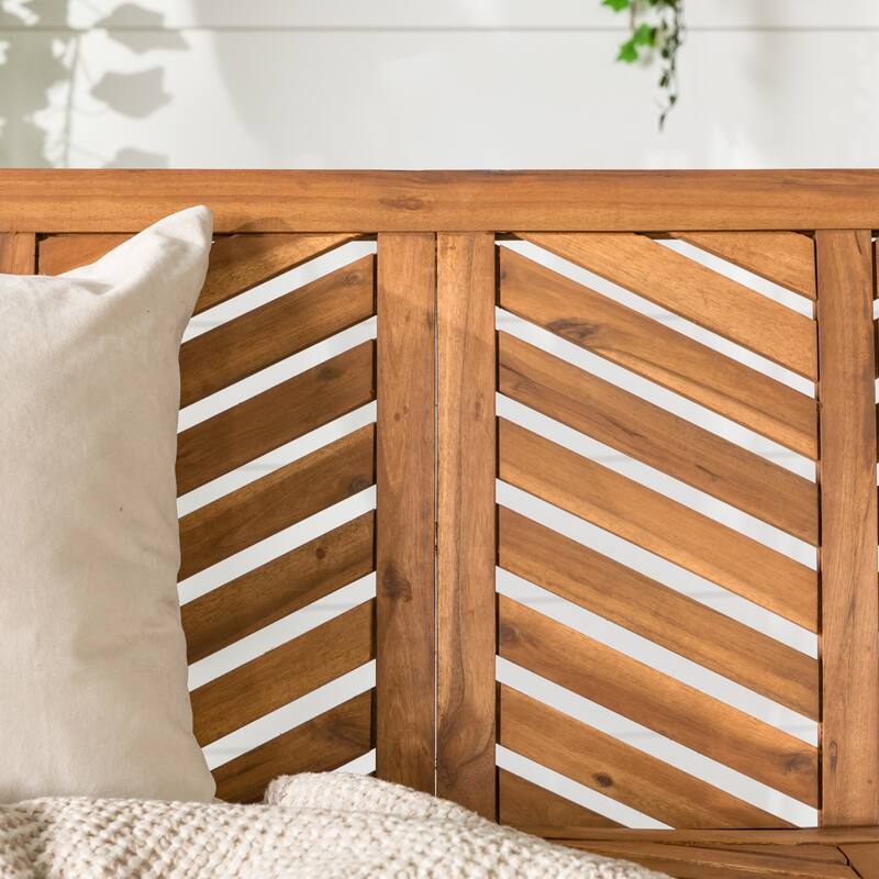 Walker Edison Acacia Wood Outdoor Chevron Love Seat