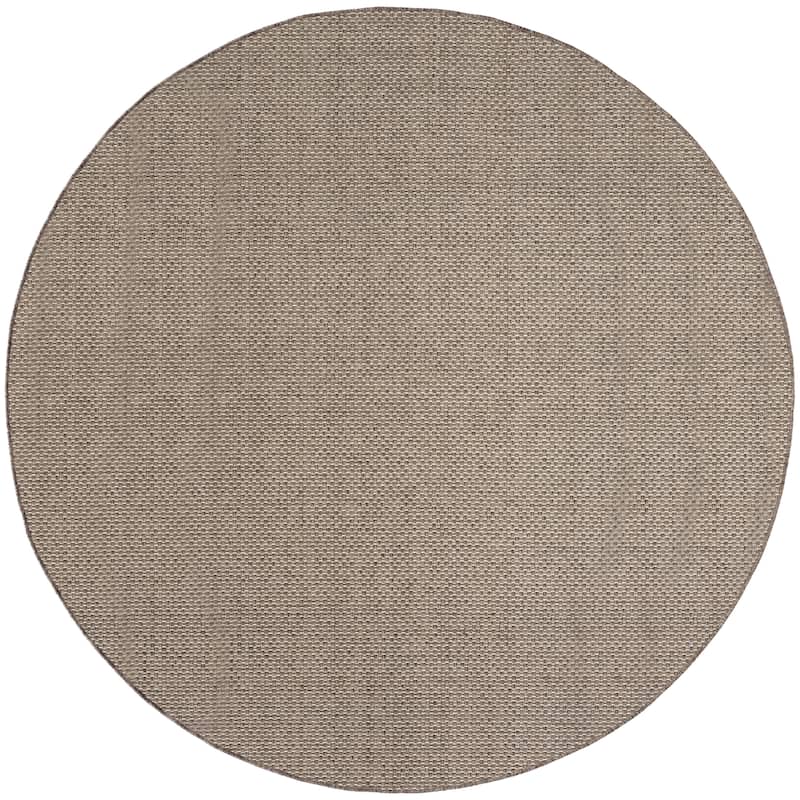 Nourison Tulum Indoor/Outdoor Solid Area Rug - 8' x Round - Brown