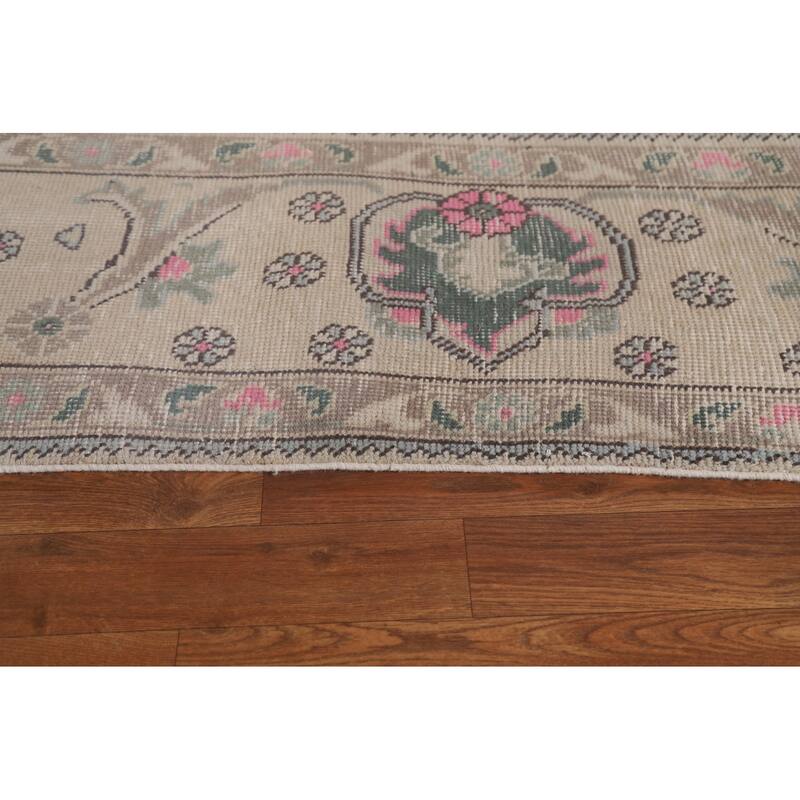 Distressed Geometric Tabriz Persian Rug Hand-knotted Wool Carpet - 9'8" x 12'11"