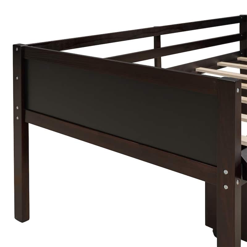 Merax Twin size Loft Bed Wood Bed with Two Storage Boxes