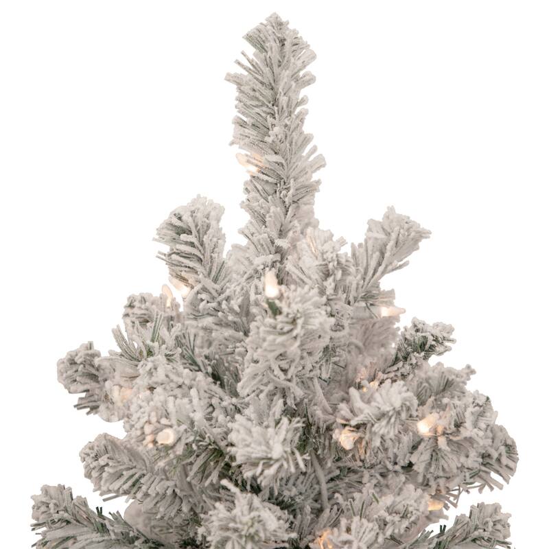 2' Medium Flocked Madison Pine Artificial Christmas Tree Clear Lights - 2 Foot