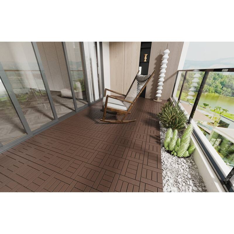 12" Patio DIY Module Interlocking Decking Tiles Floor Tile,Easy and Quick Installation Court Tiles for Porch Poolside Balcony