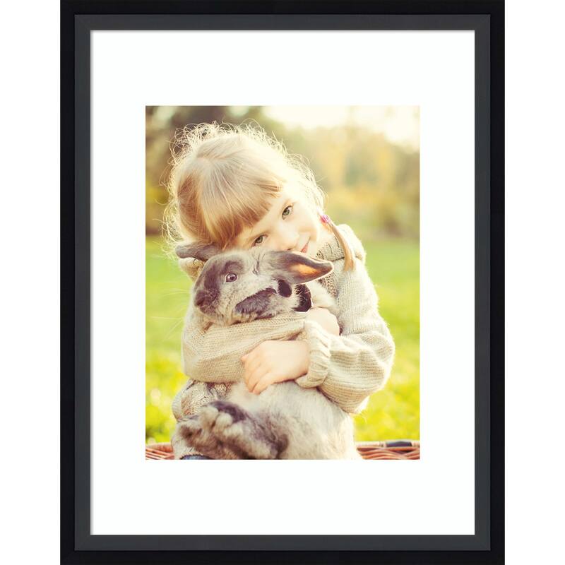 Lucie Black Framed Picture Frame, Photo Frame - 11x14 Matted White 8x10 - Lucie Black