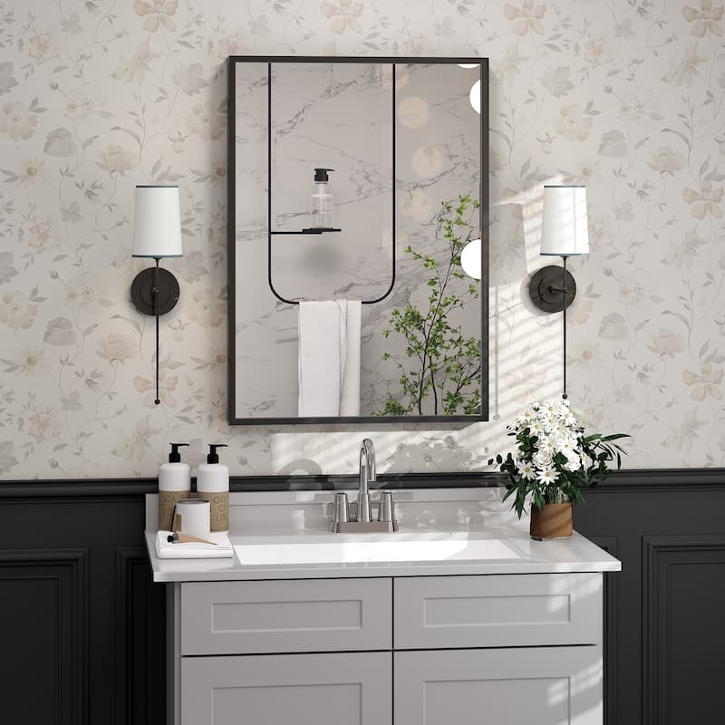 Tempered Glass and Metal Framed French Cleat Mounted Wall Bathroom / Vanity Mirror