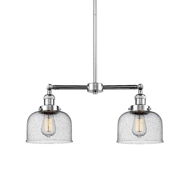 Innovations Lighting Large Bell 2 Light 24" Wide Linear Chandelier - Polished Chrome / Seedy