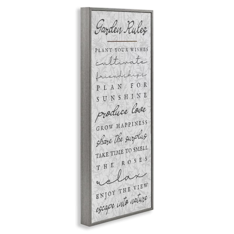 Stupell Garden Rules on Floral Pattern Framed Giclee Art Design By Lil' Rue