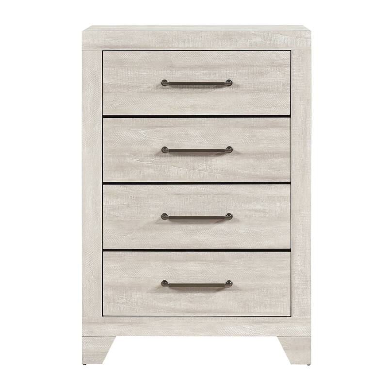 Modern Bedroom 3pc Set Gray Panel Bed Chest Nightstand