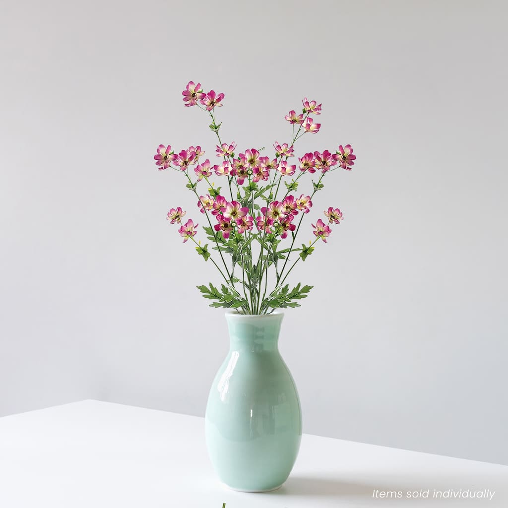 Baby Cosmos Artificial Silk Floral Spray - 27.5" - Pink